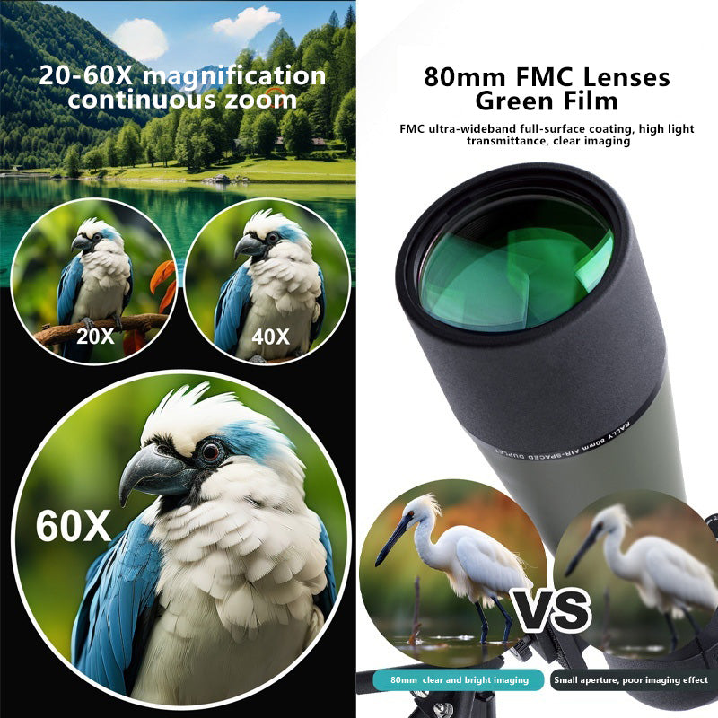 🌿🌄 20-60x80 Spotting Scope with Tripod | BAK4 HD Waterproof for Bird Watching & Wildlife Observation | Phone Holder + Carrying Bag 🦅 #WildlifeWatching #OutdoorGear 🌿🌄 20-60x80 Spotting Scope with Tripod | BAK4 HD Waterproof for Bird Watching & Wildlife Observation | Phone Holder + Carrying Bag 🦅 #WildlifeWatching #OutdoorGear